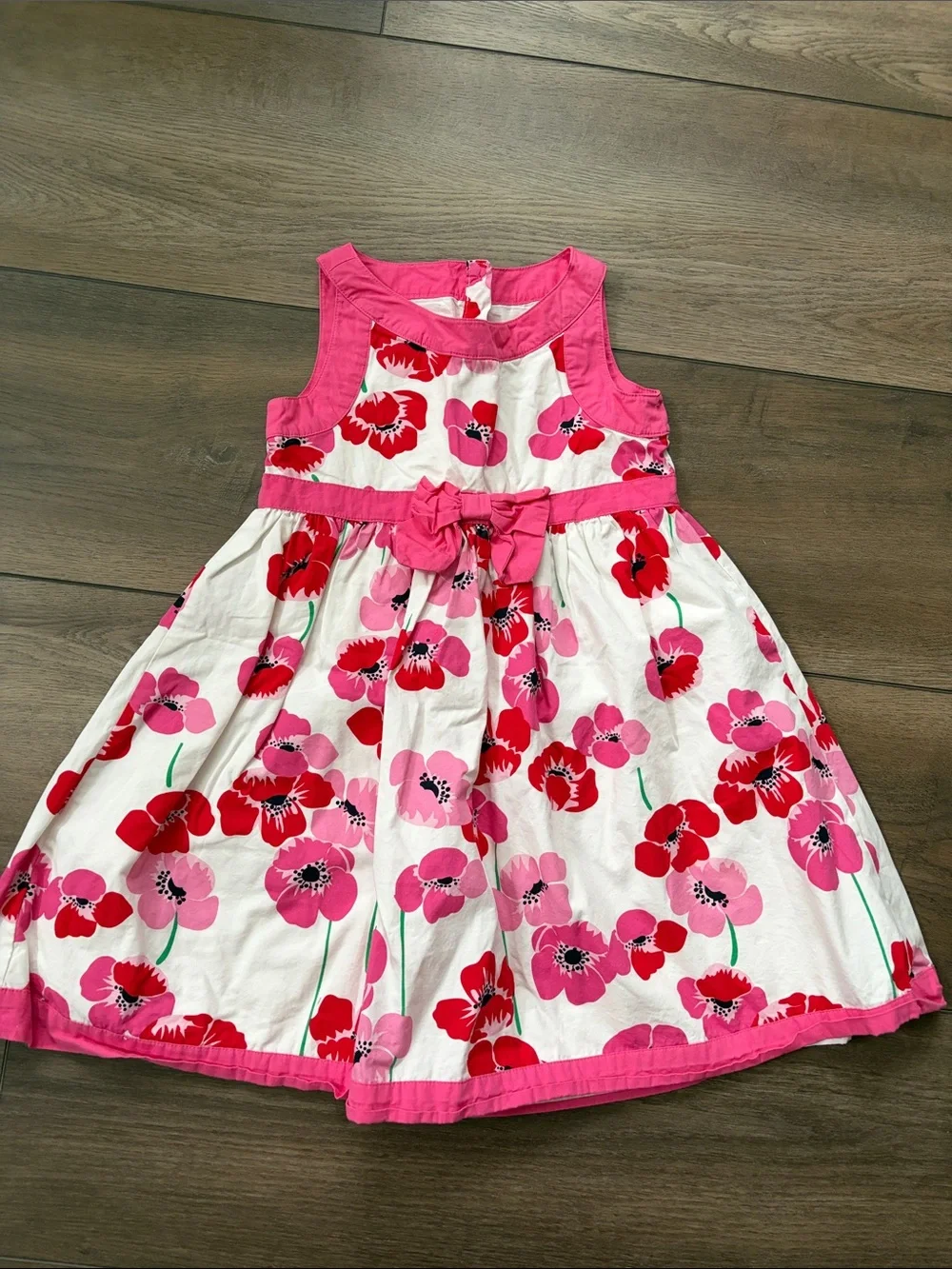 Gymboree Pink, Red & White Floral Sleeveless Dress